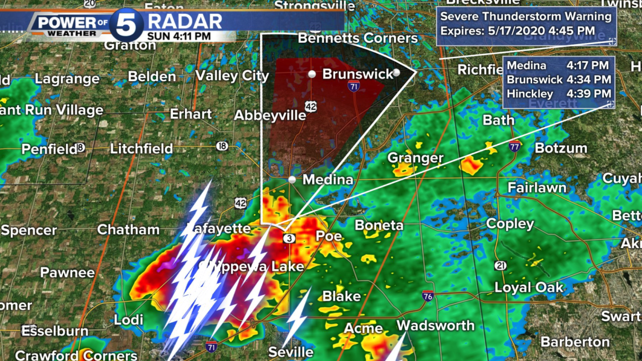 Severe Thunderstorm Warning issued for Medina County